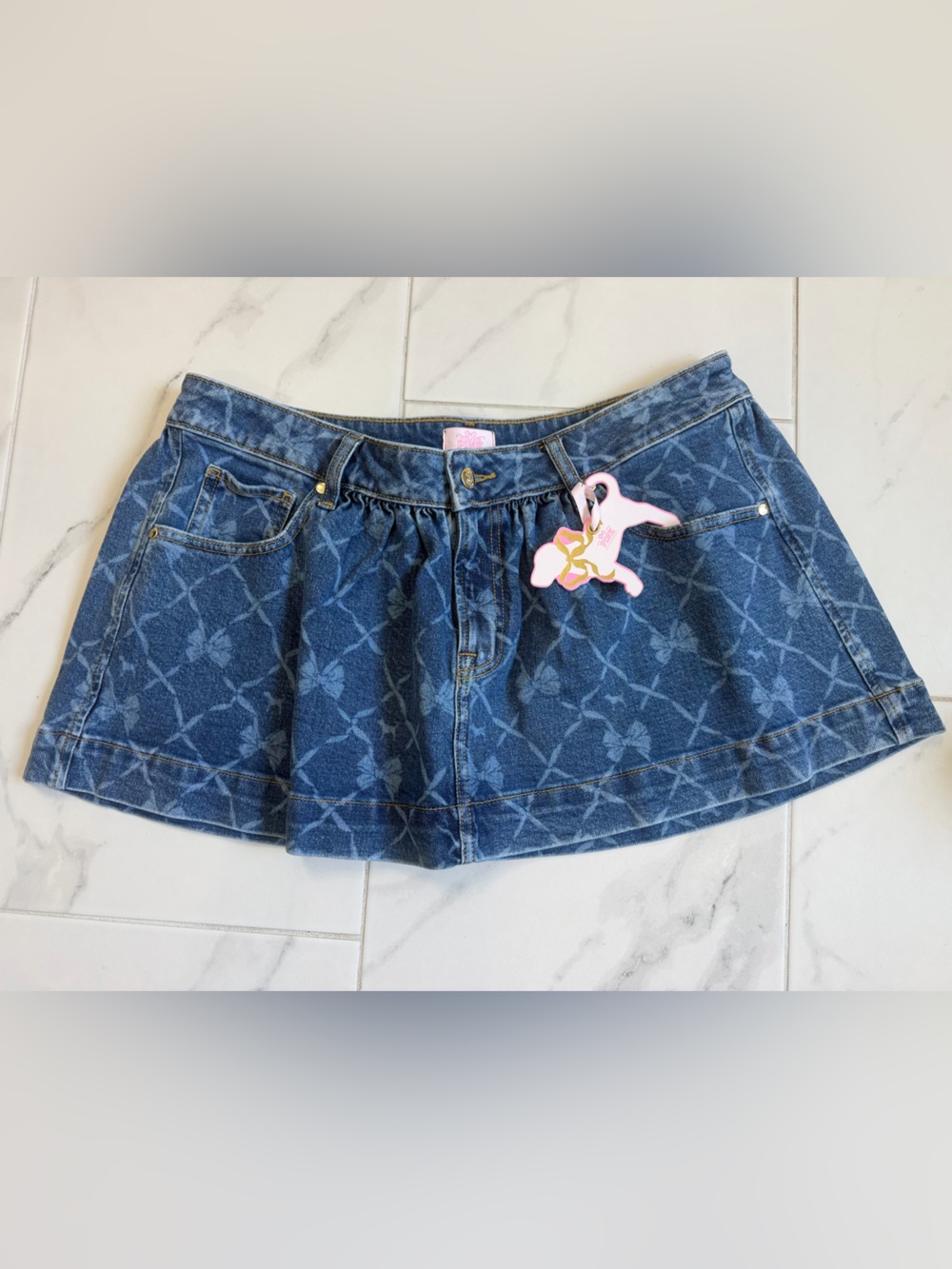 LoveShackFancy x Pink Victoria Secret Collab Denim Mini Skirt